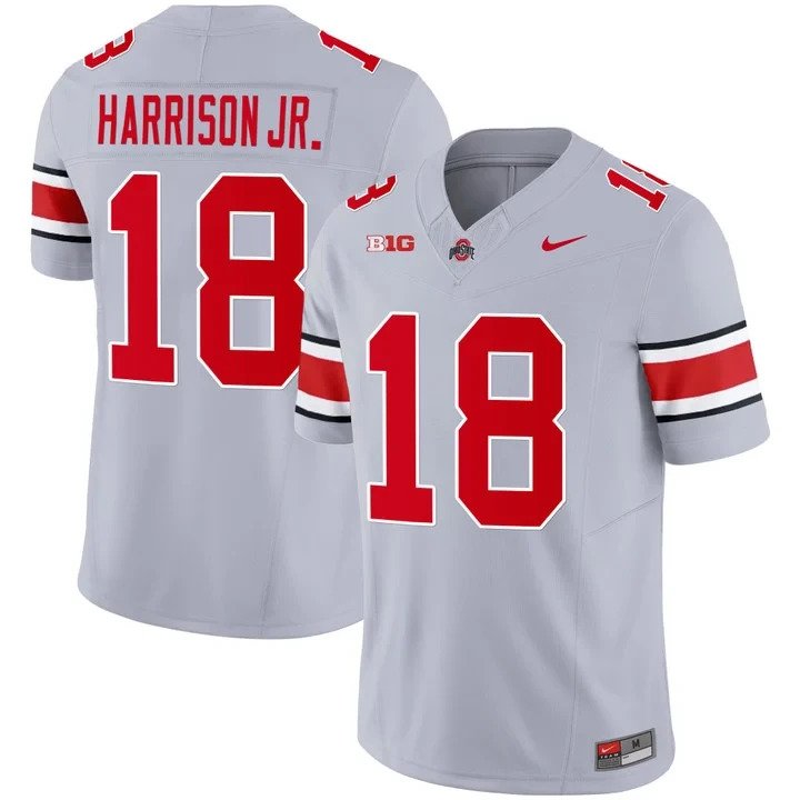 Men's Nike Ohio State Buckeyes Marvin Harrison Jr. #18 Grey Collection 2023 College Football Jersey OCH23QRE